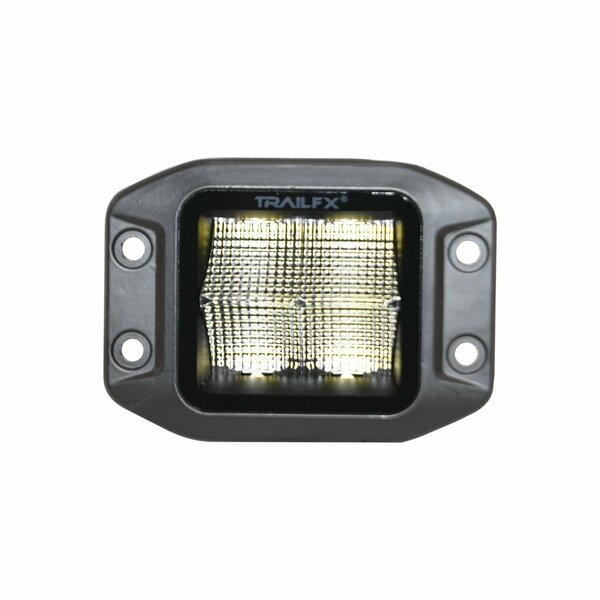 Trailfx FOG LIGHTS 3 Inch Flush Mount Cube 20 Watt 90 Degree Flood Beam 2400 Raw Lumens 1500 Effective L 2X2CFFMBPR